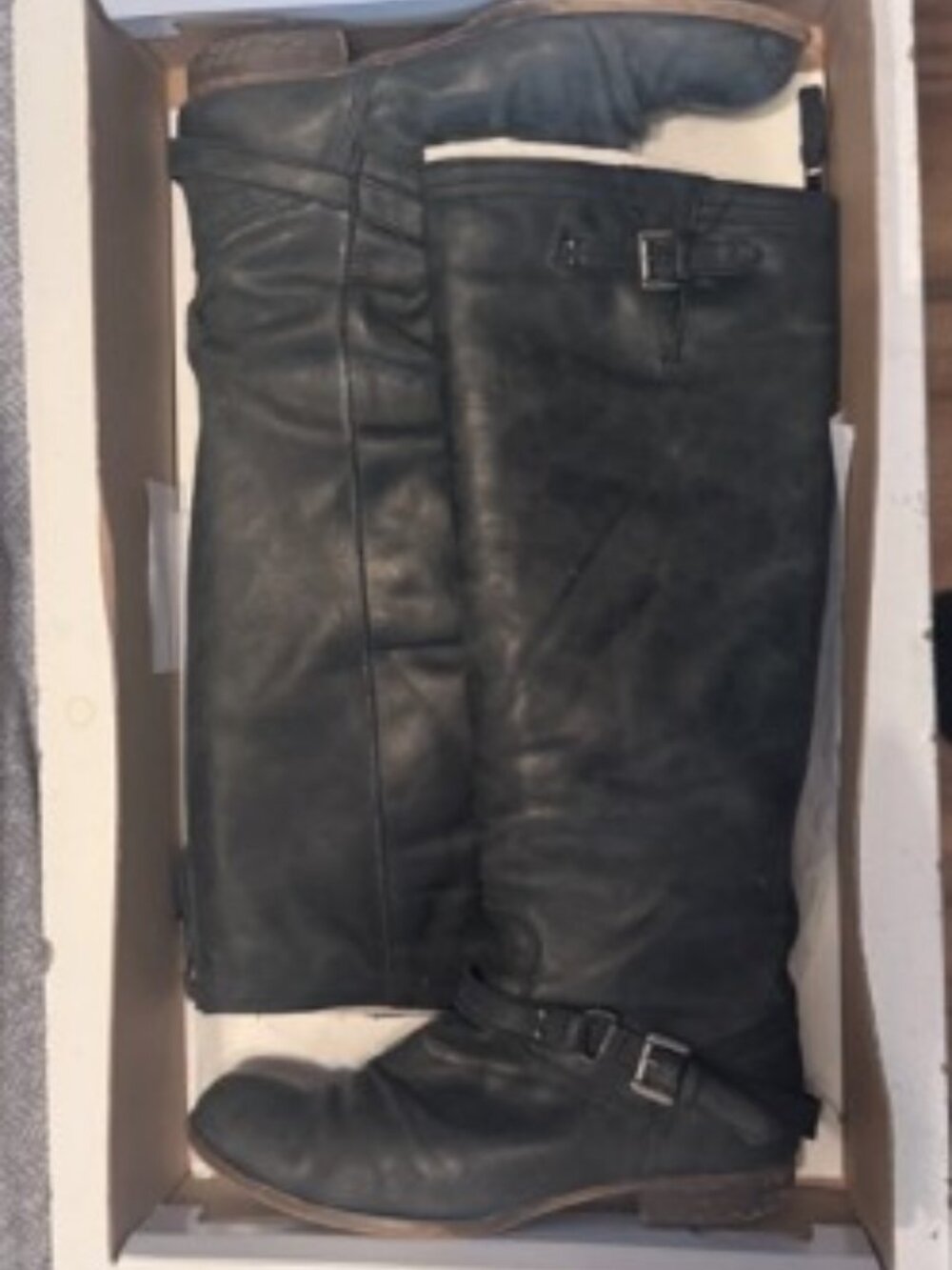 Steve Madden Women's Size 9 Tall Black Distressed Moto Riding Boots